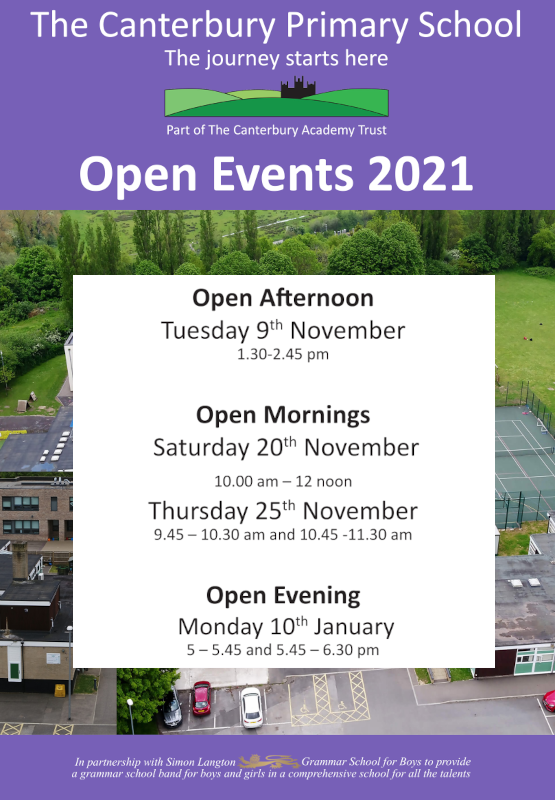 The Canterbury Promary School Open Events 2021